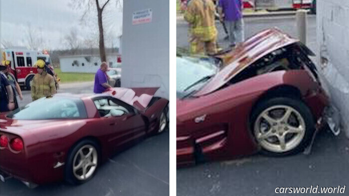 Mujer Culpa a Las Chanclas Por Estrellar El Corvette Contra Un Edificio | Carscoops